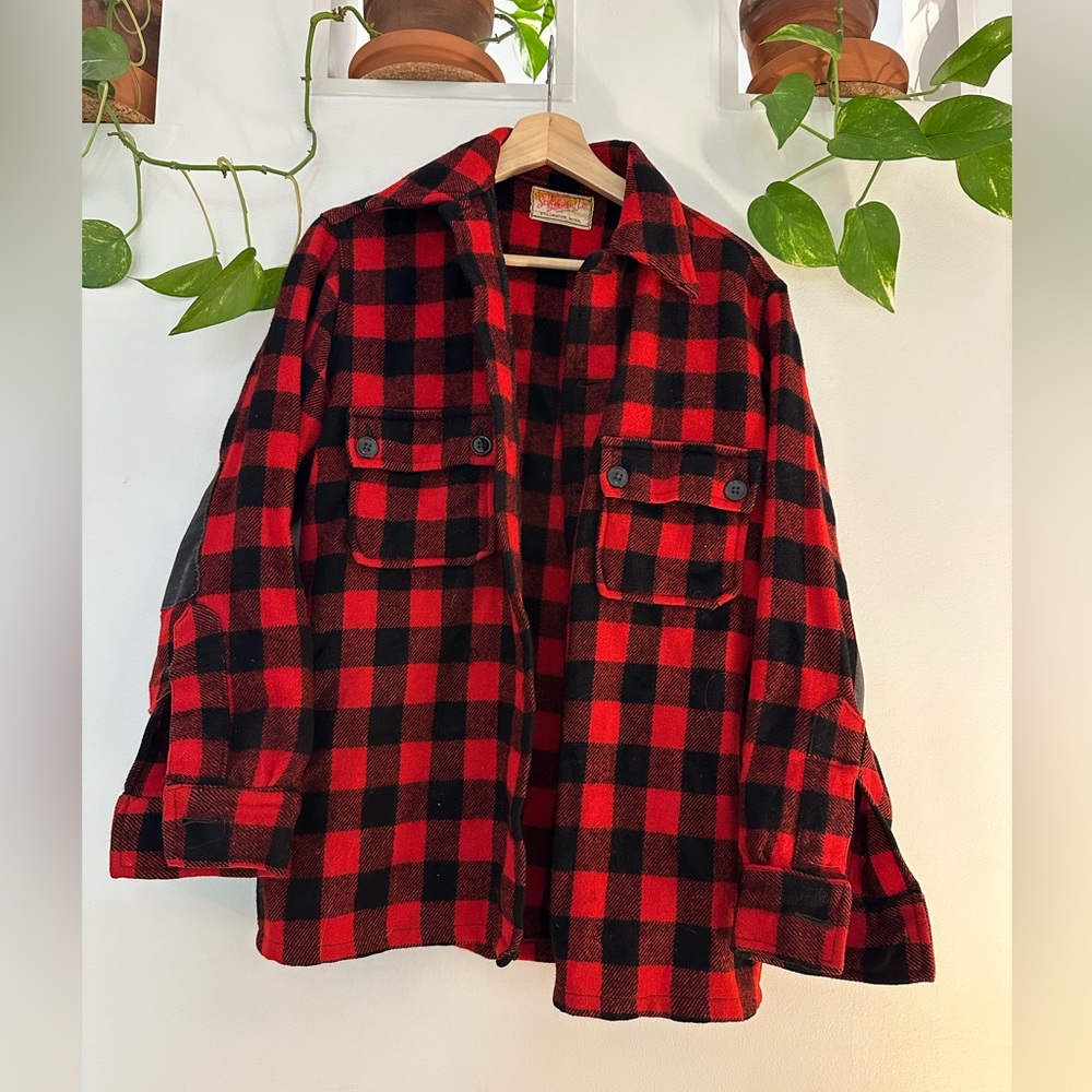 Vintage Red and Black Plaid Wool Shirt